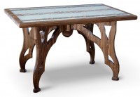 Стол обеденный (массив сосны, старение, стекло) - Мебельная компания "ИРБЕЯ" - Производство мебели