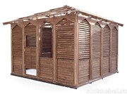 Летнее кафе (беседка), сборно-разборная конструкция (массив сосны, старение) - Мебельная компания "ИРБЕЯ" - Производство мебели