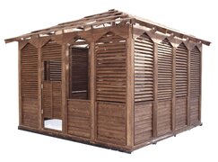 Летнее кафе (беседка), сборно-разборная конструкция (массив сосны, старение) - Мебельная компания "ИРБЕЯ" - Производство мебели