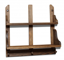 Полочка-вешалка Ирбея под шампуни с 3-мя рожками №14М (массив сосны, старение) - Мебельная компания "ИРБЕЯ" - Производство мебели