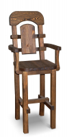 Стул барный для кафе №1 с подлокотниками (массив сосны, старение) - Мебельная компания "ИРБЕЯ" - Производство мебели
