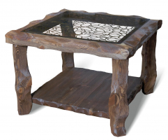 Стол журнальный (массив сосны, старение, стекло) - Мебельная компания "ИРБЕЯ" - Производство мебели